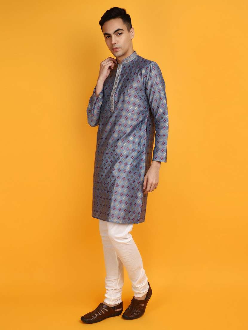 light blue jacquard ethnic wear - 20806581 -  Standard Image - 1