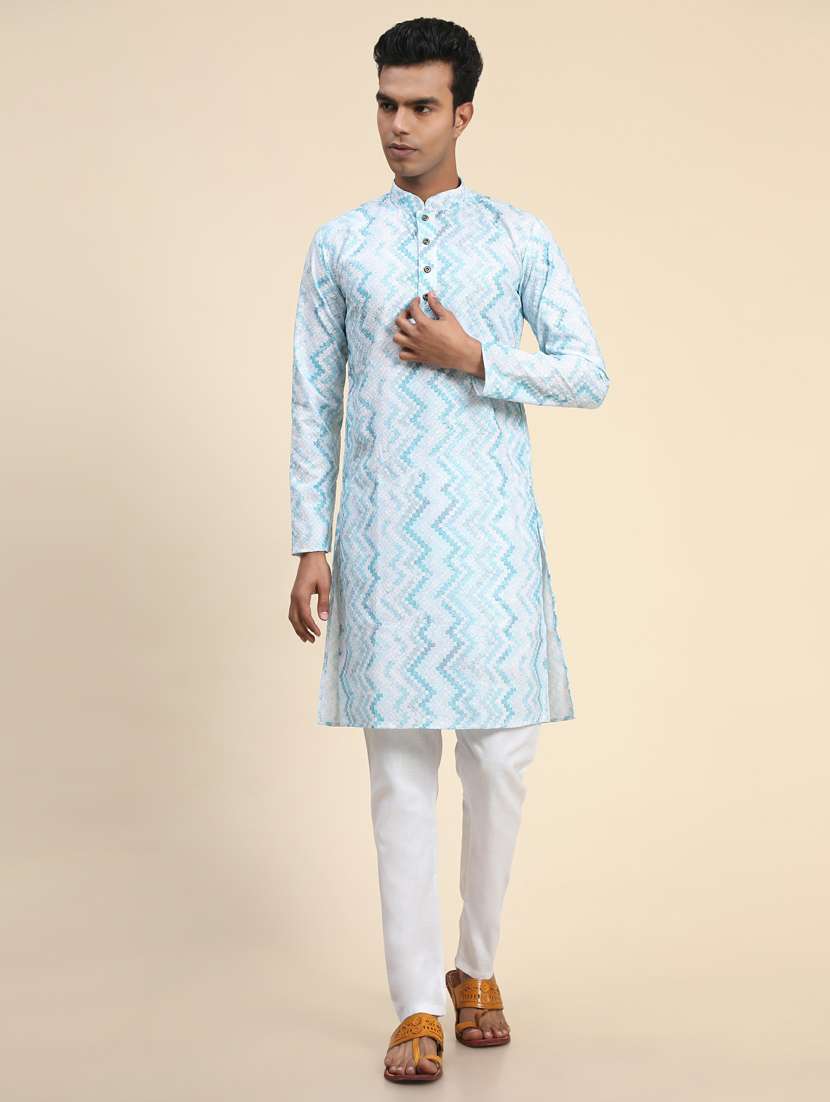 light blue mandarin neck long kurta