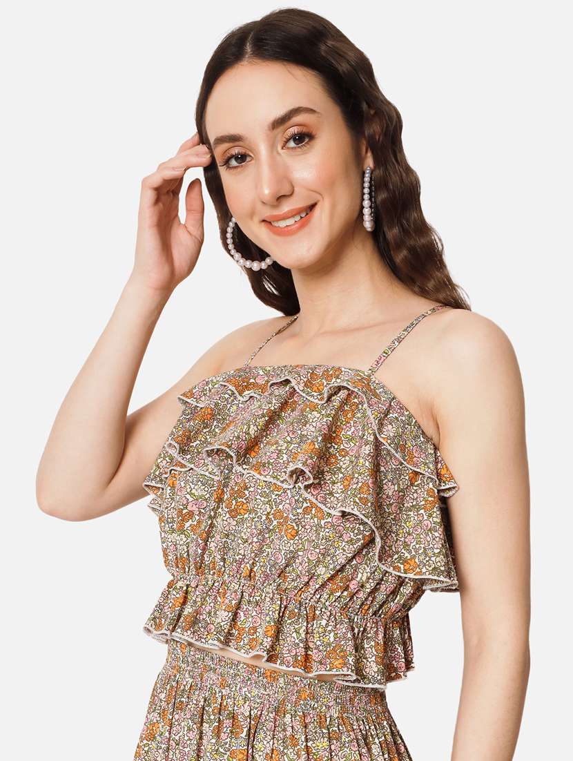 women multicolor floral printed layered crop top - 20807182 -  Standard Image - 1