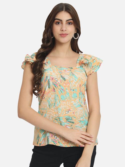 women printed cap sleeves top - 20807187 - Standard Image - 0