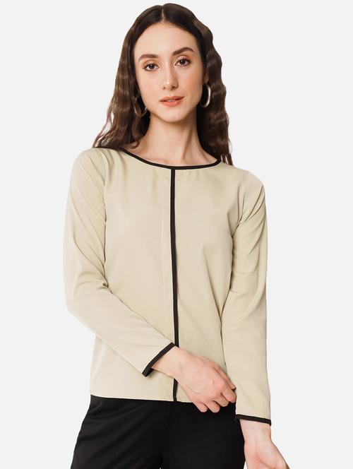 women beige solid full sleeve regular top - 20807194 -  Standard Image - 0