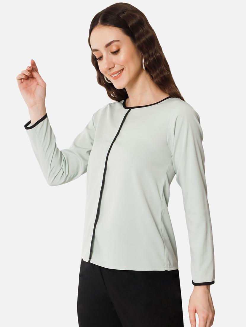 solid green detailed regular top - 20807199 - Standard Image - 1