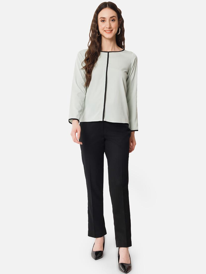 solid green detailed regular top - 20807199 - Standard Image - 4