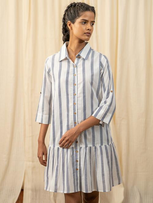 women white stripes printed a-line dress - 20807323 - Standard Image - 0