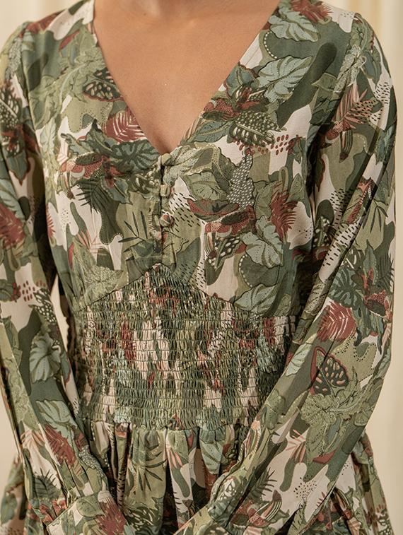 women green printed layered dress - 20807329 - Standard Image - 4