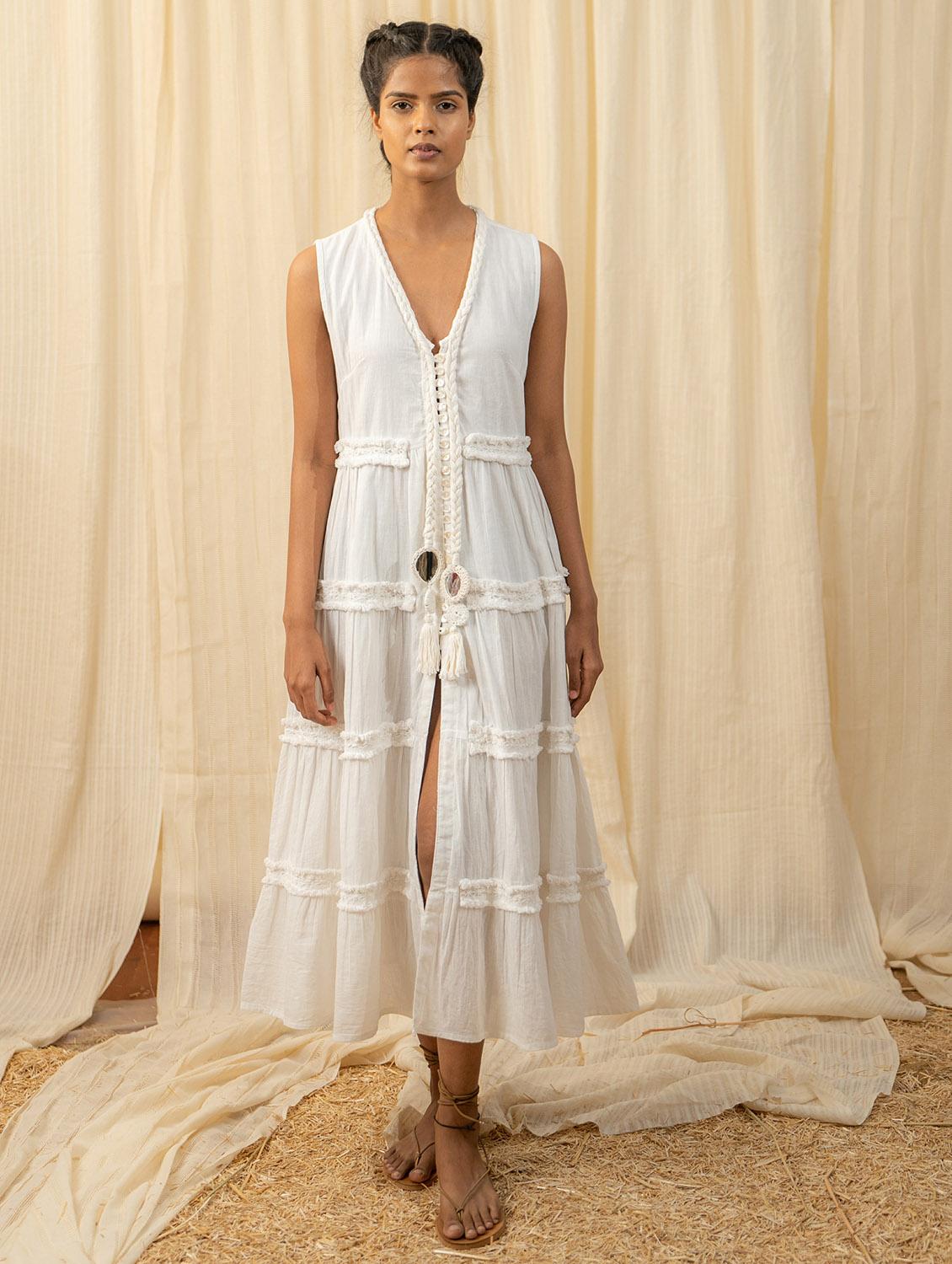women white self-designed tiered dress - 20807333 -  Zoom Image - 0