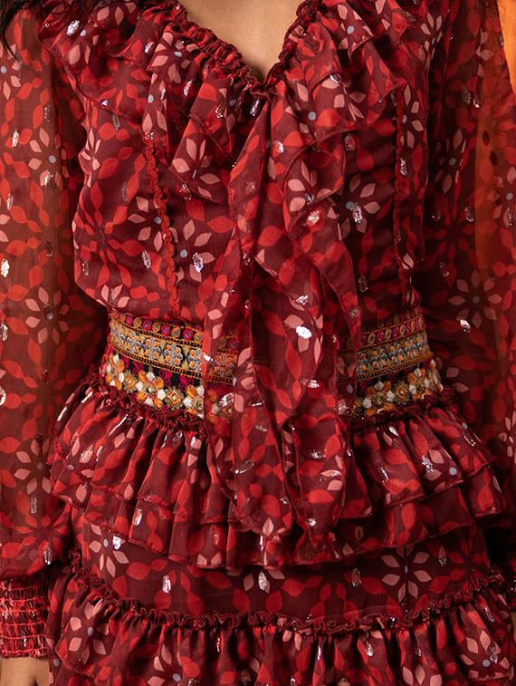 women red printed layered dress - 20807346 - Standard Image - 4