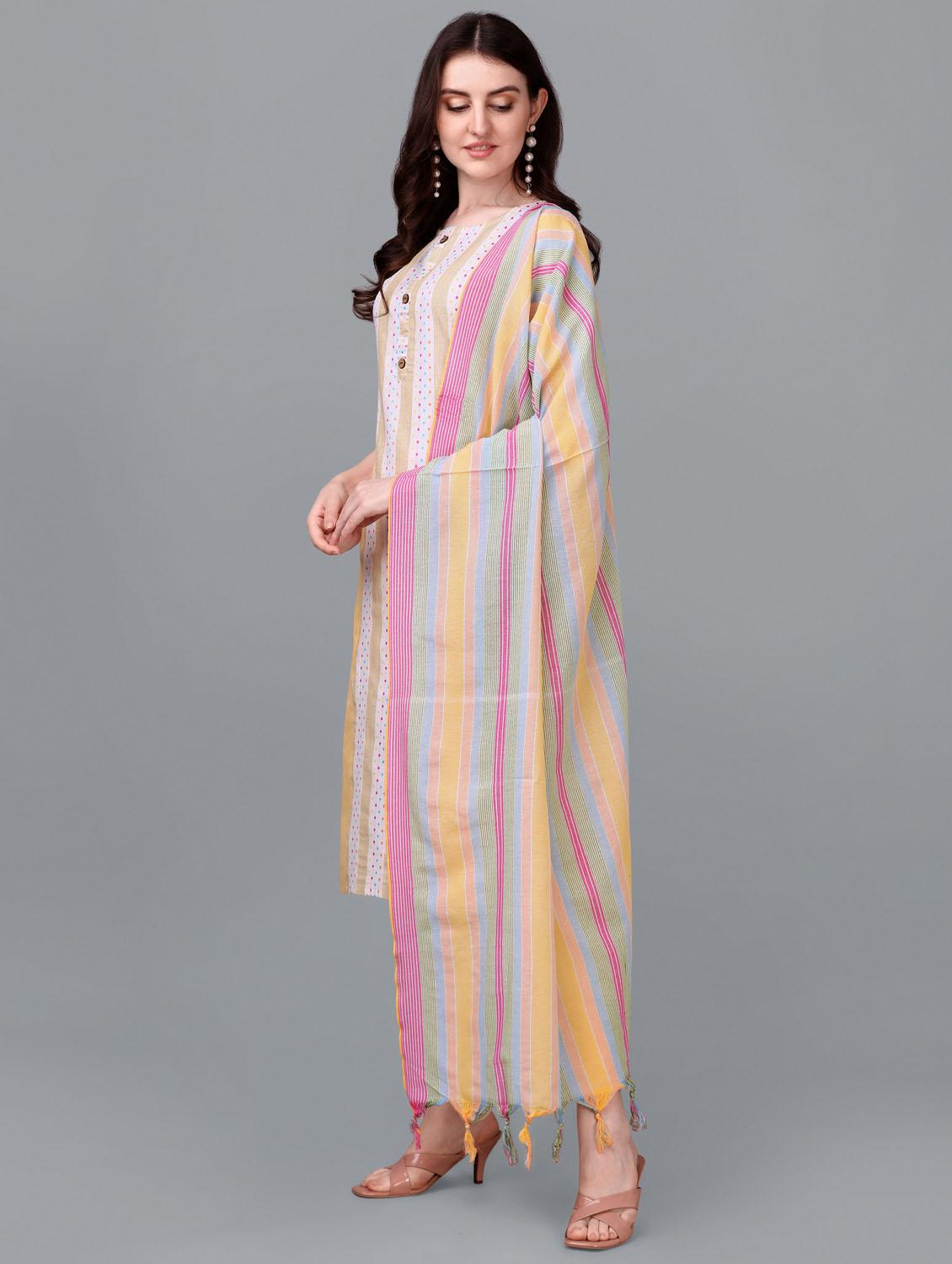 women striped suit set with dupatta - 20809550 - Standard Image - 1