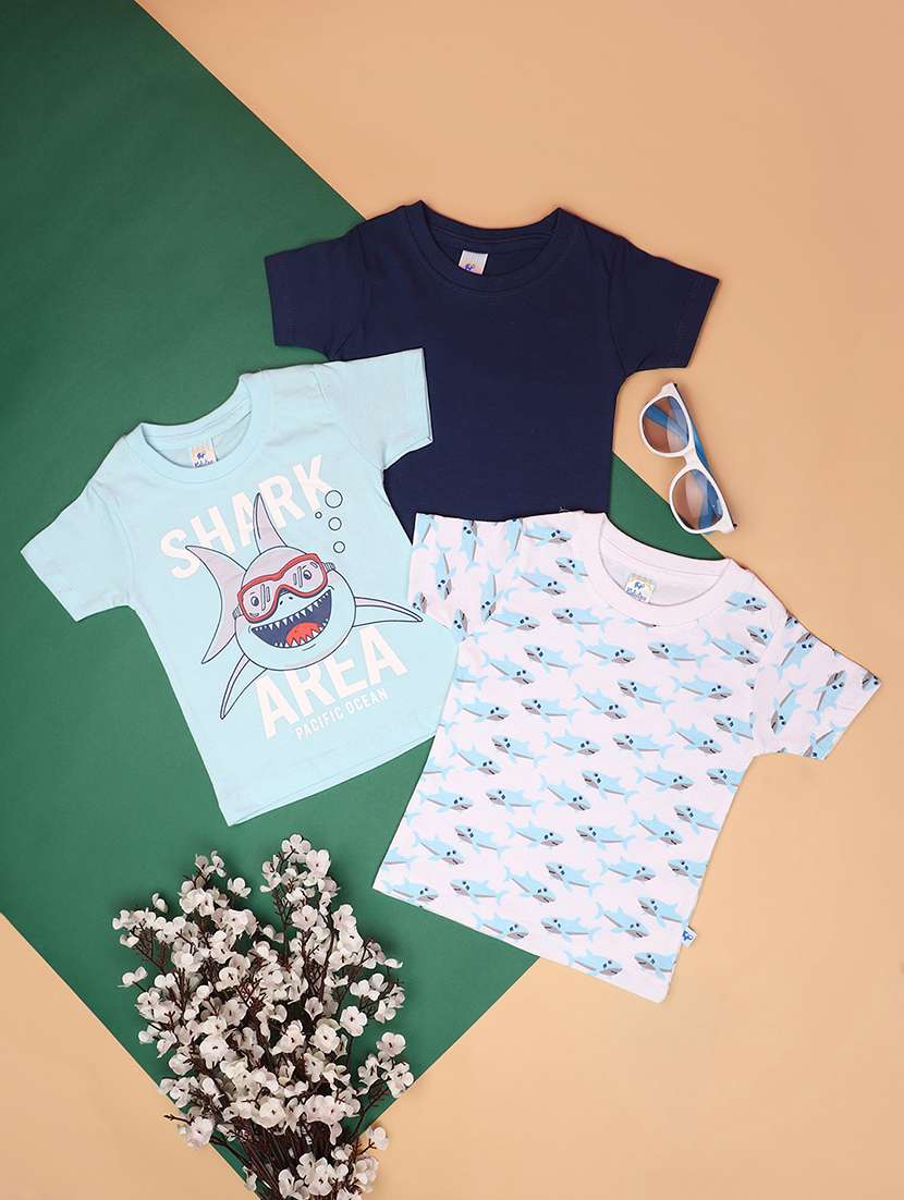 pack of 3 multi coloured printed t-shirt