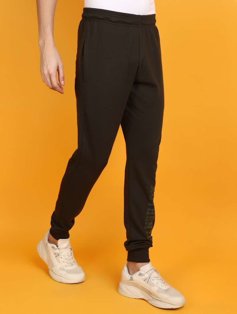 men black solid mid rise jogger - 20809803 -  Standard Image - 1