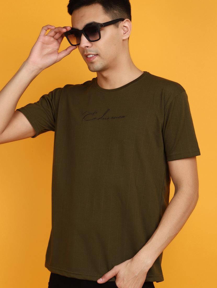 olive cotton chest print tshirt - 20809895 - Standard Image - 1