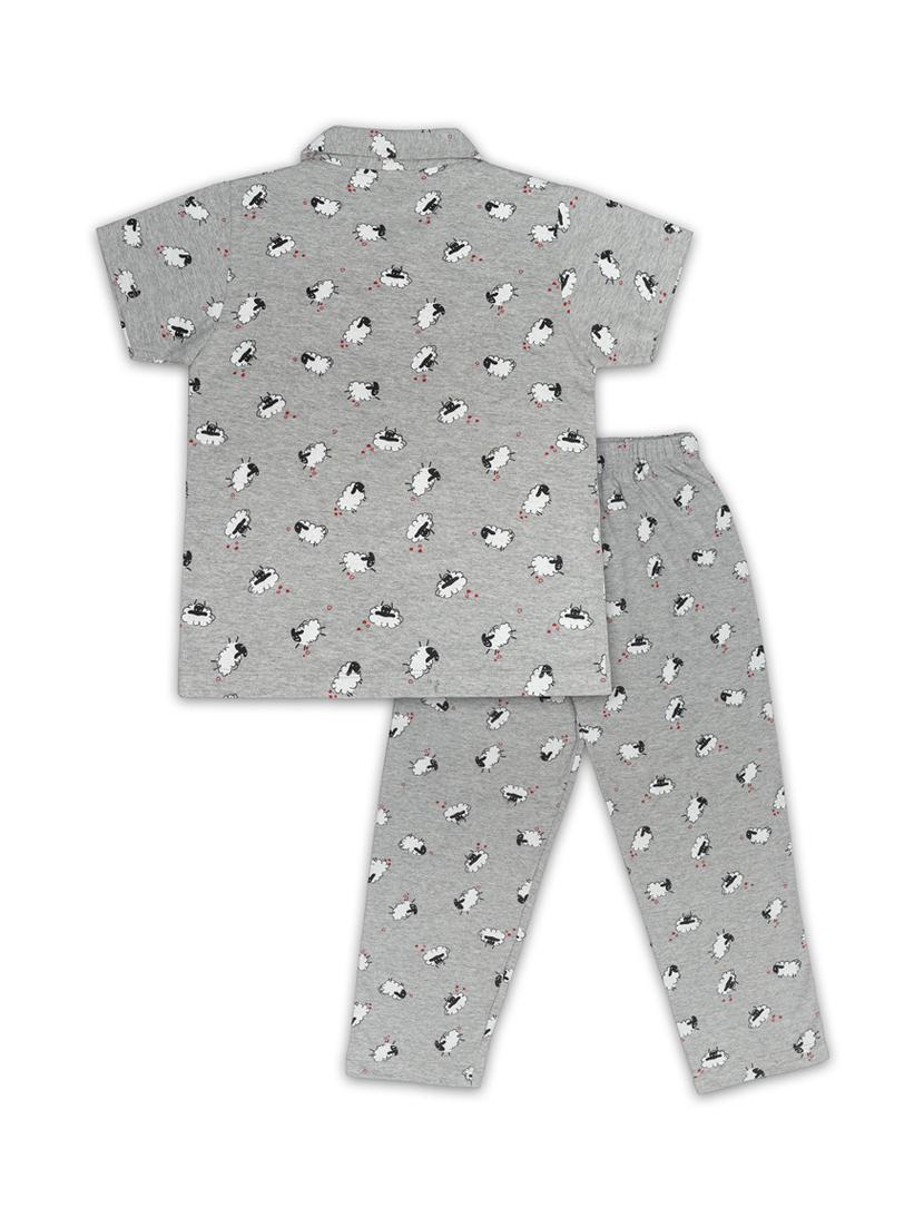 kids grey printed shirt & pajama set - 20810132 - Standard Image - 1