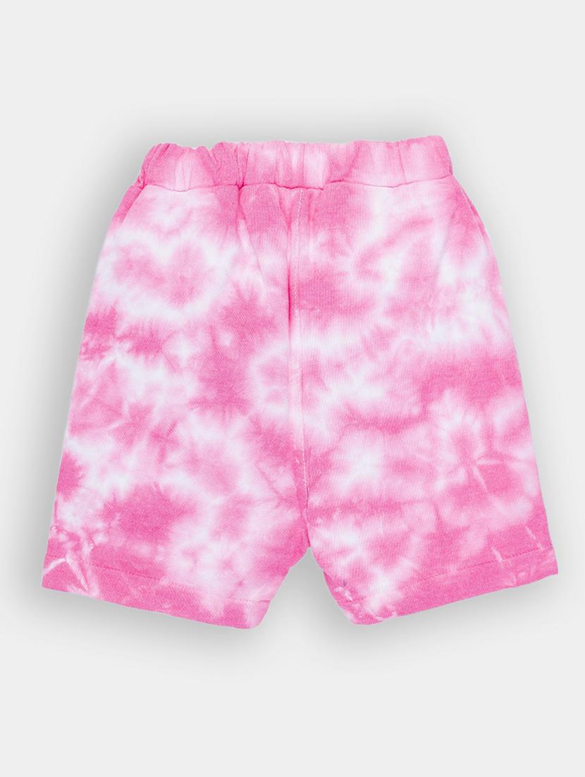 kids pink tie & dye printed shorts - 20810249 - Standard Image - 1