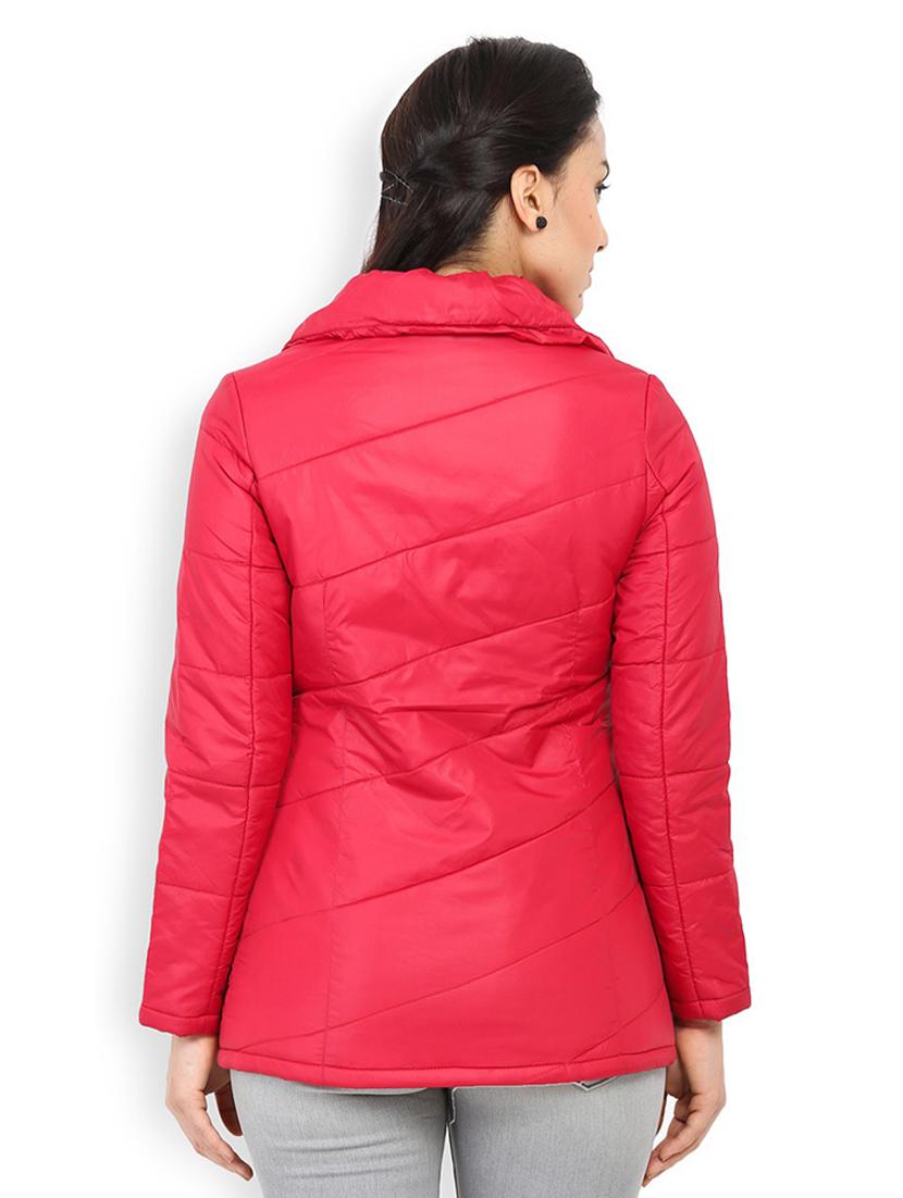 women solid collared quilted jacket - 20810344 - Standard Image - 1