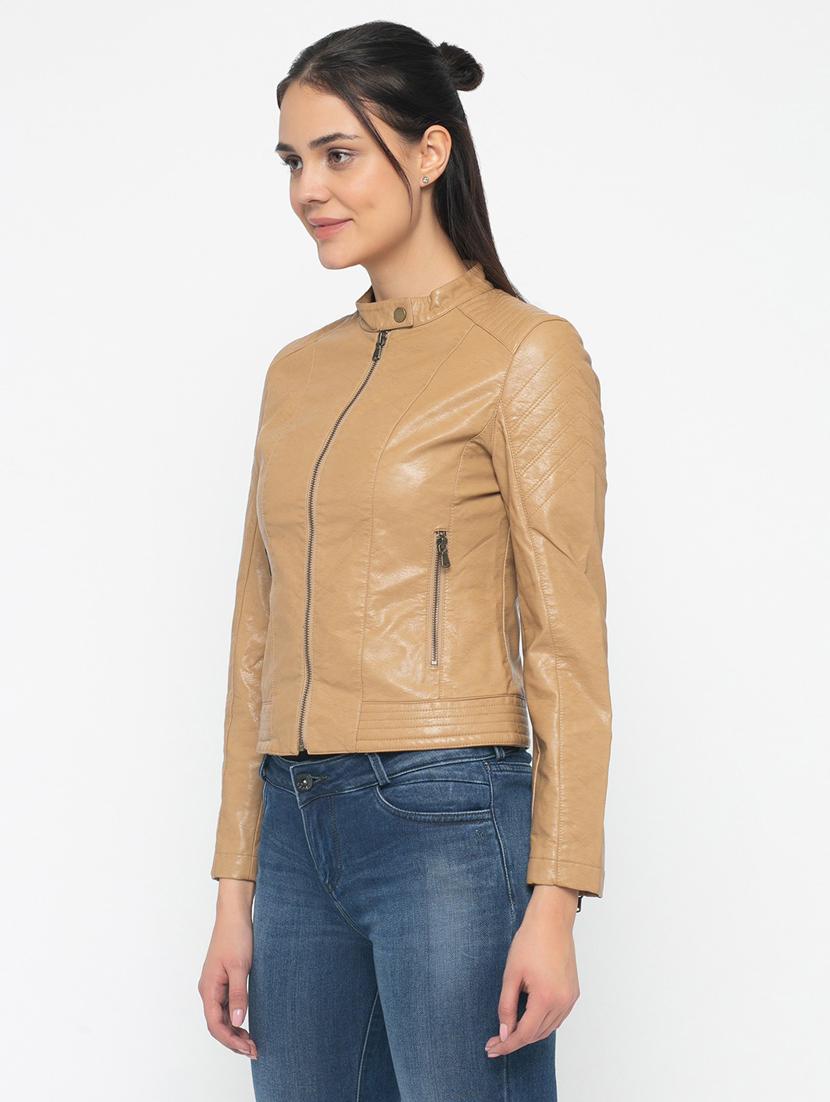 women brown solid full sleeve regular jacket - 20810418 - Standard Image - 1