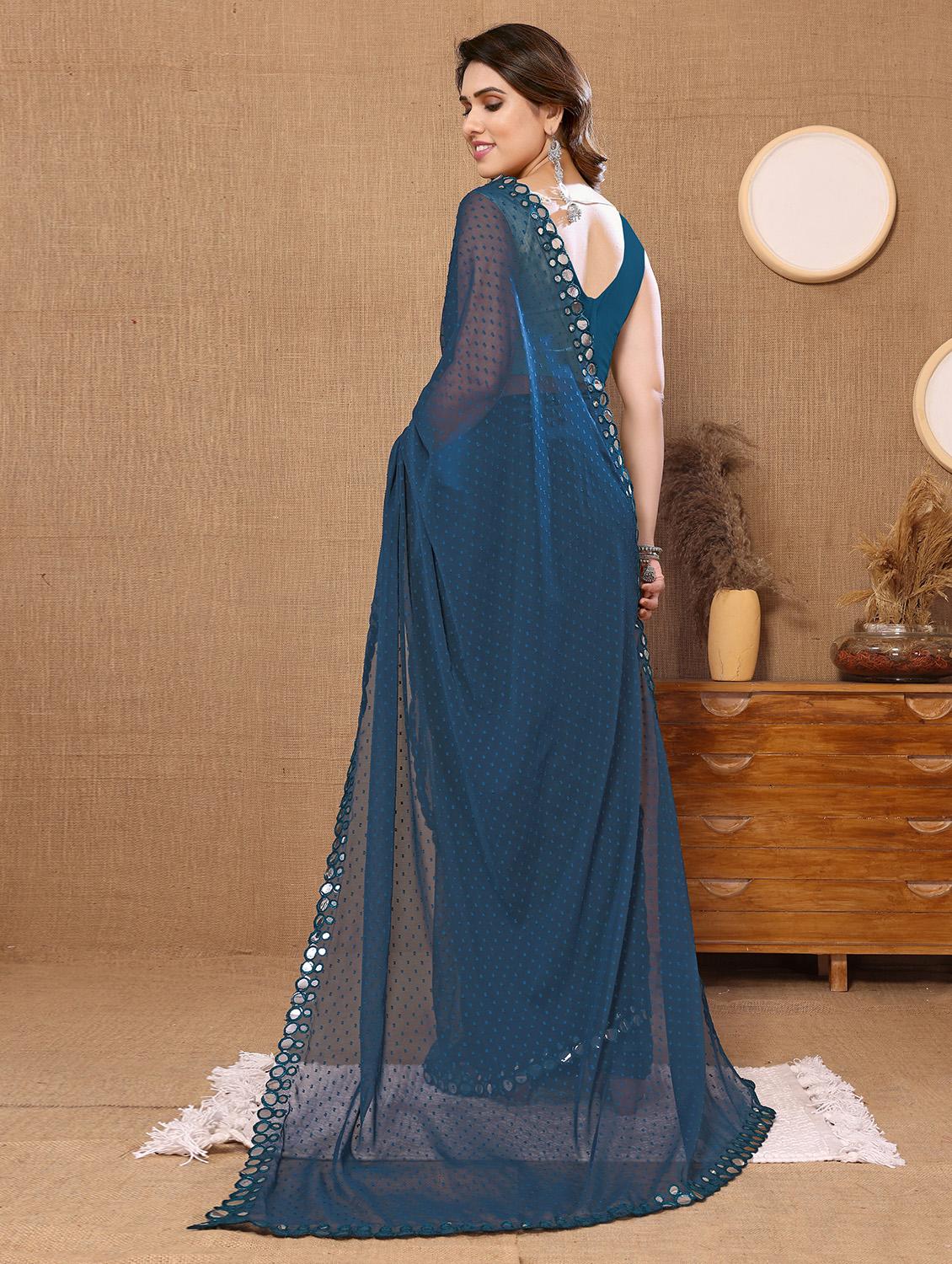 women teal embellished saree with blouse - 20810951 - Standard Image - 1