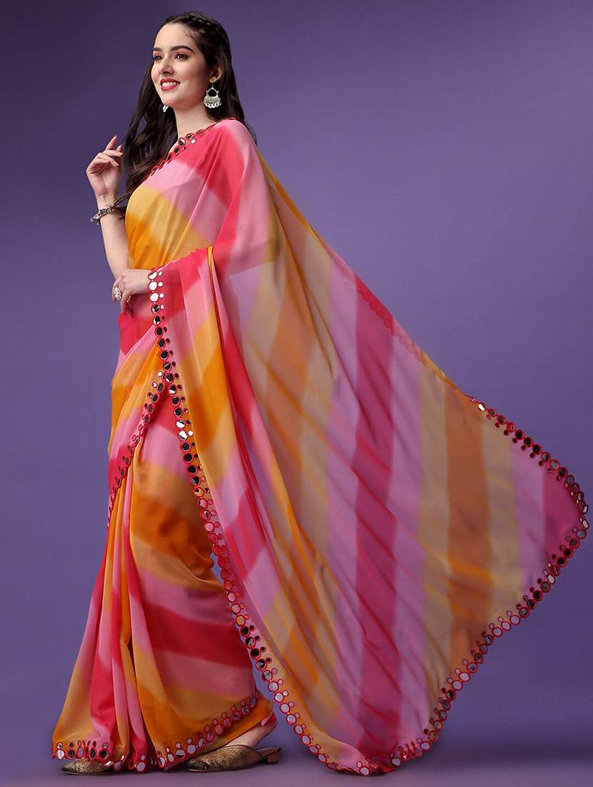 women leheriya printed saree with blouse - 20810975 -  Standard Image - 1