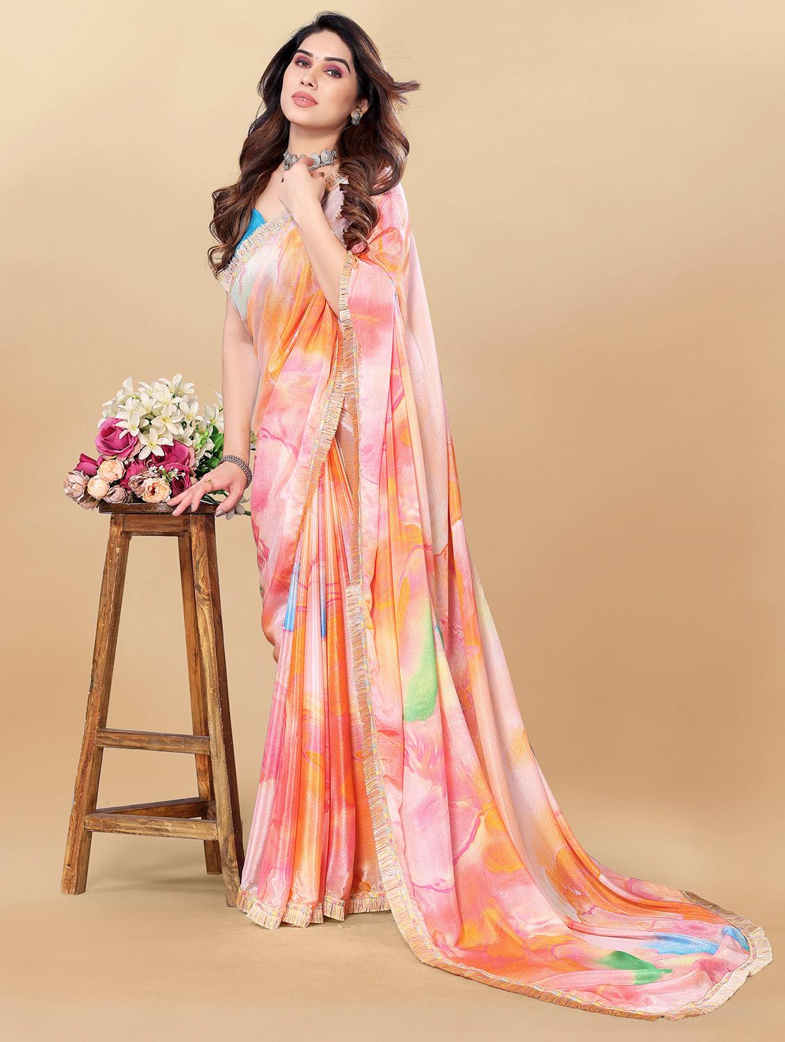 women multi color printed chiffon saree with blouse - 20810976 -  Zoom Image - 0