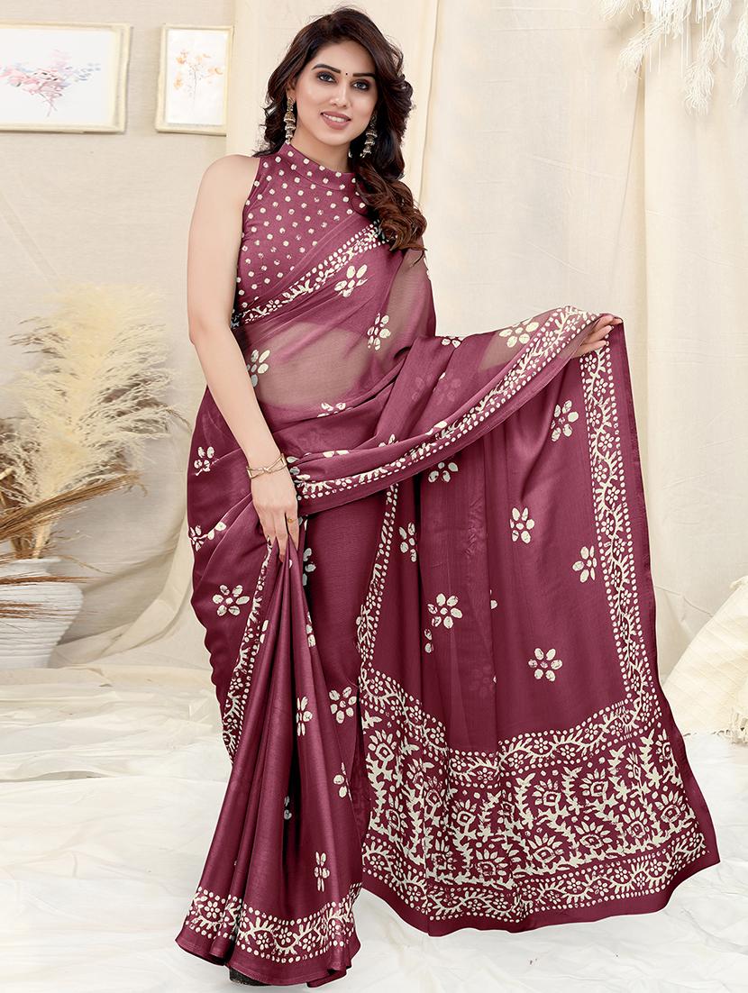 women batik printed saree with blouse - 20810979 -  Zoom Image - 0