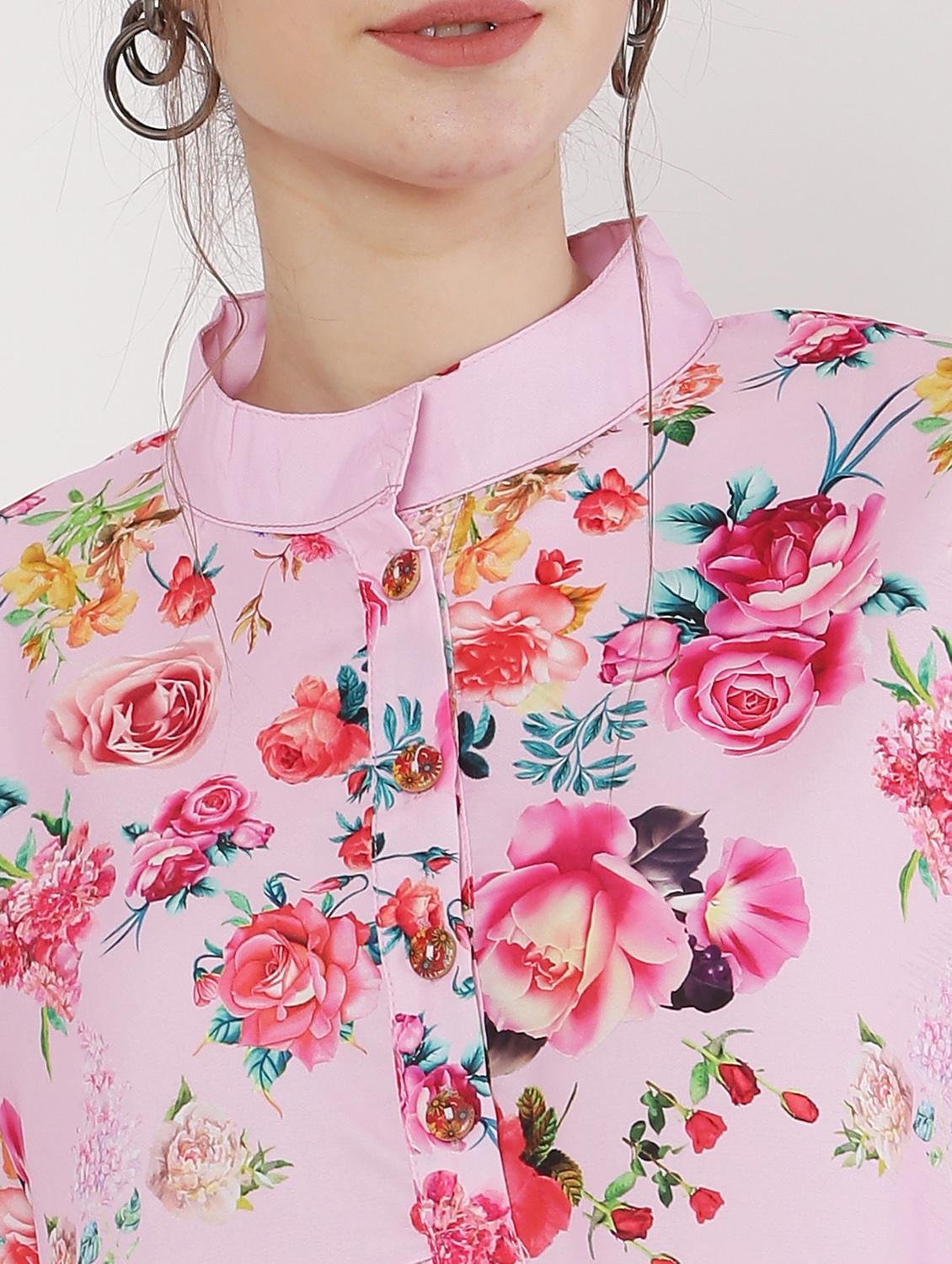 pink floral printed regular top - 20811200 - Standard Image - 4
