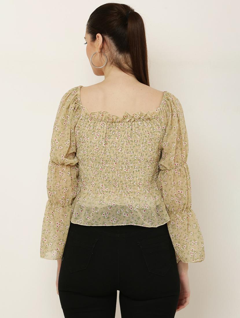women green floral printed peplum top - 20811439 - Standard Image - 1