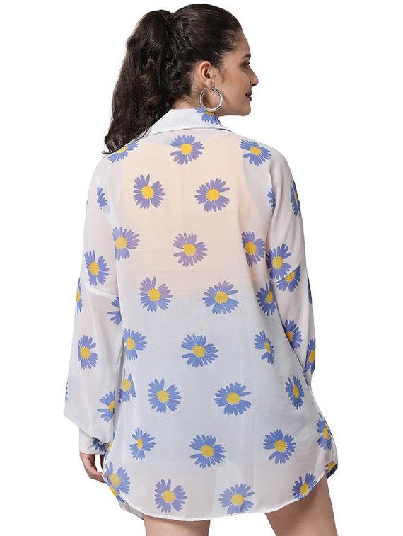 white viscose floral shirt - 20811485 - Standard Image - 1