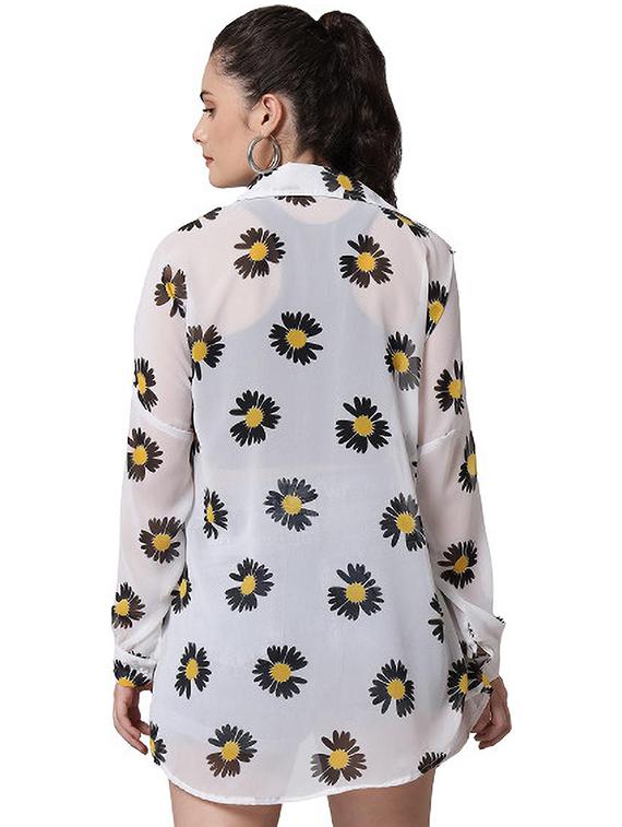 white viscose floral shirt - 20811487 - Standard Image - 1