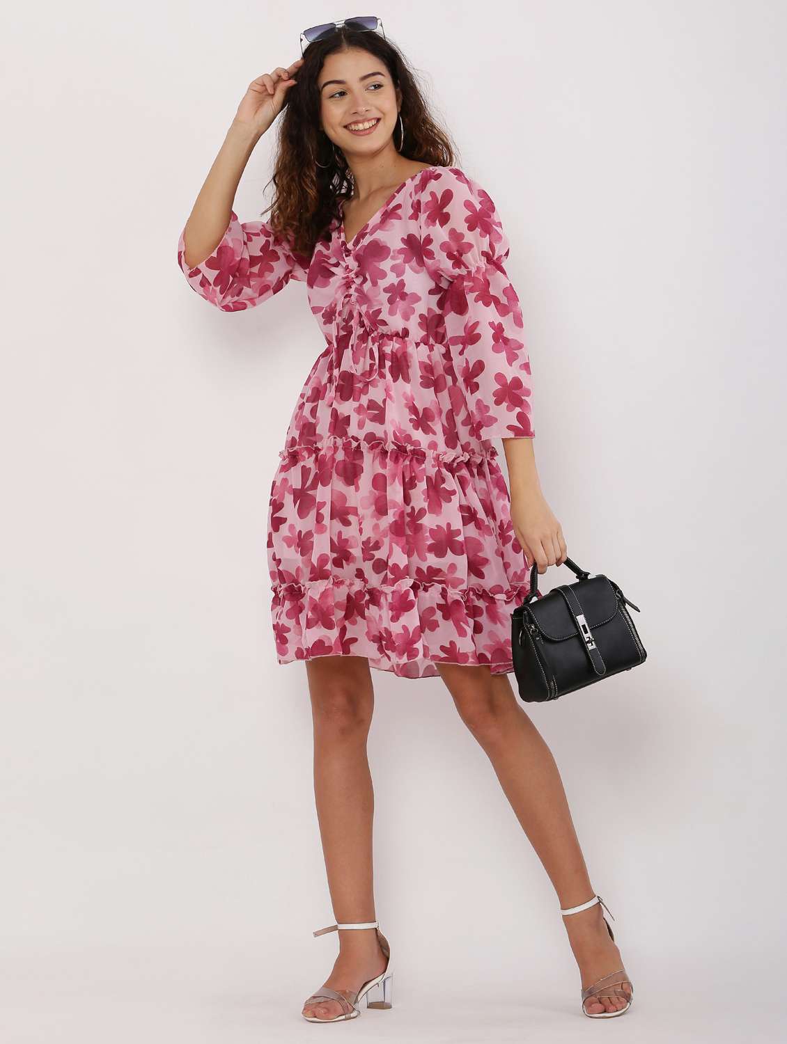 women floral printed a-line dress - 20811645 -  Standard Image - 1