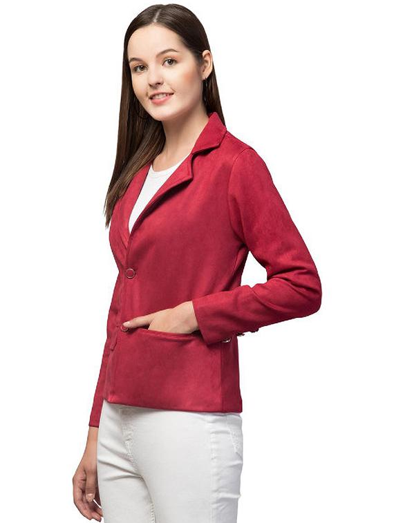 women maroon solid regular coat - 20811660 - Standard Image - 1