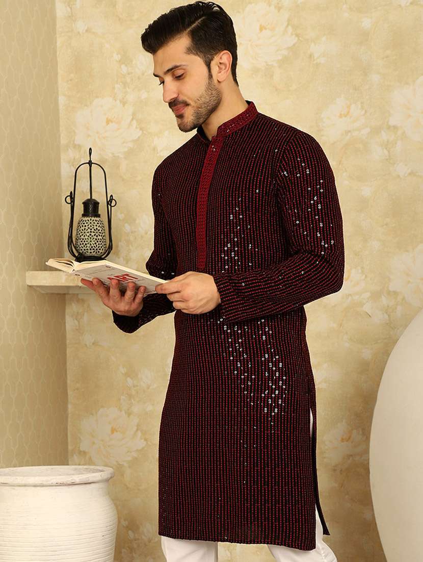 men embroidered long sleeve kurta - 20811852 -  Standard Image - 1