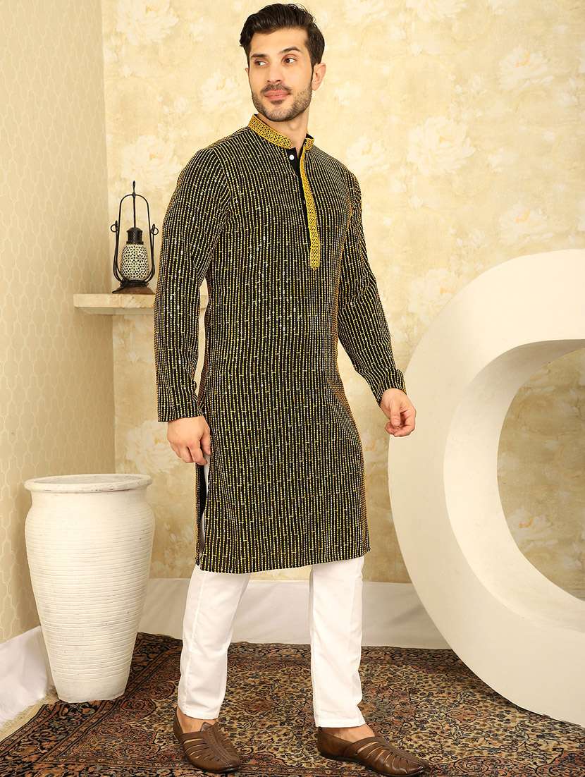 yellow viscose kurta - 20811856 -  Standard Image - 4