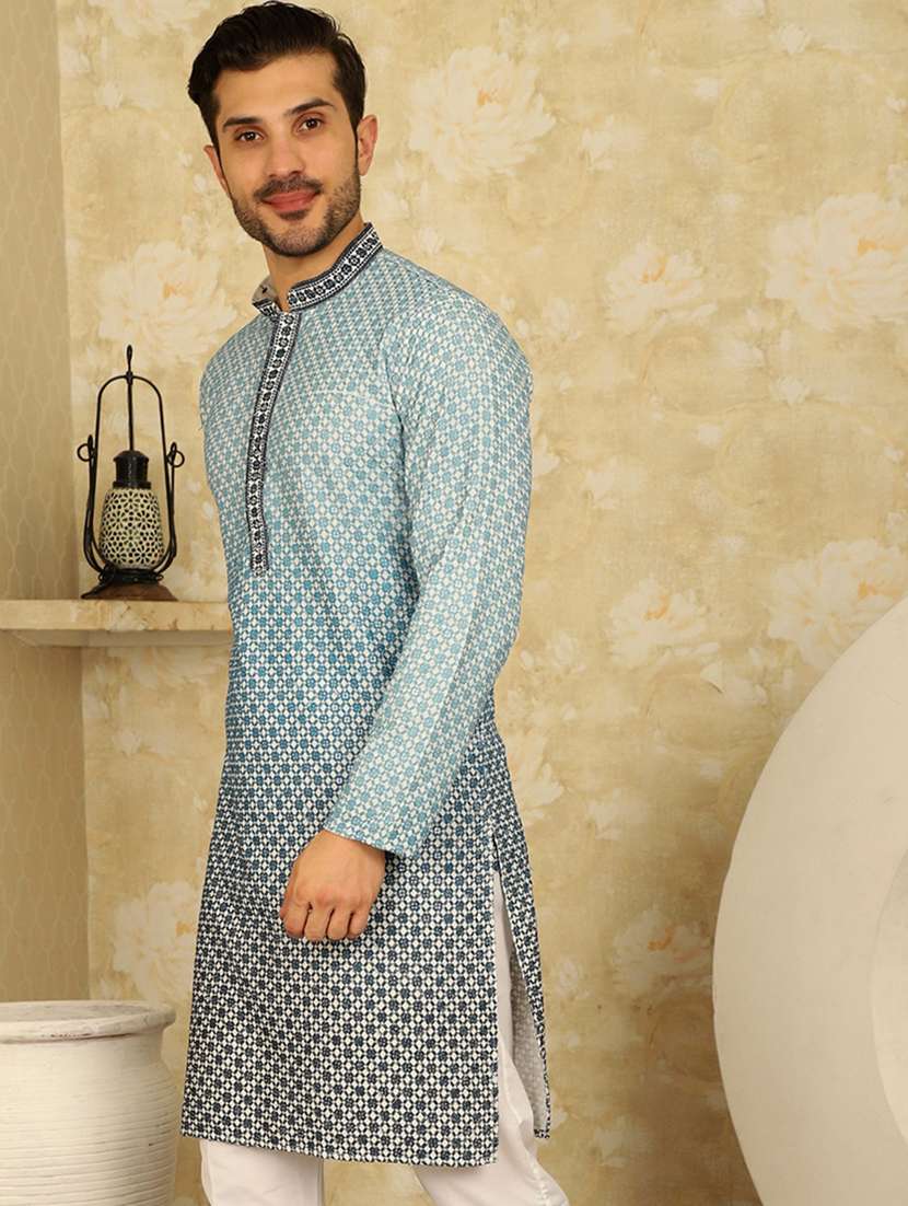 blue viscose kurta - 20811857 -  Standard Image - 1