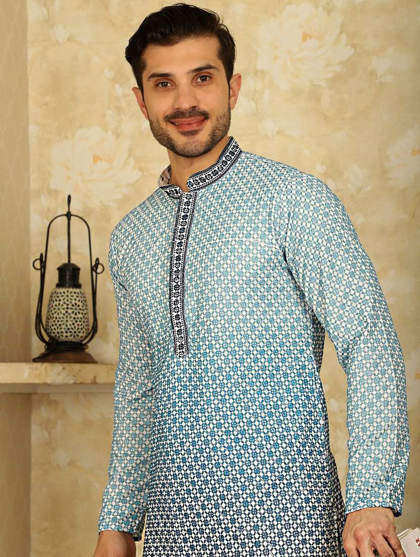blue viscose kurta - 20811857 -  Standard Image - 4