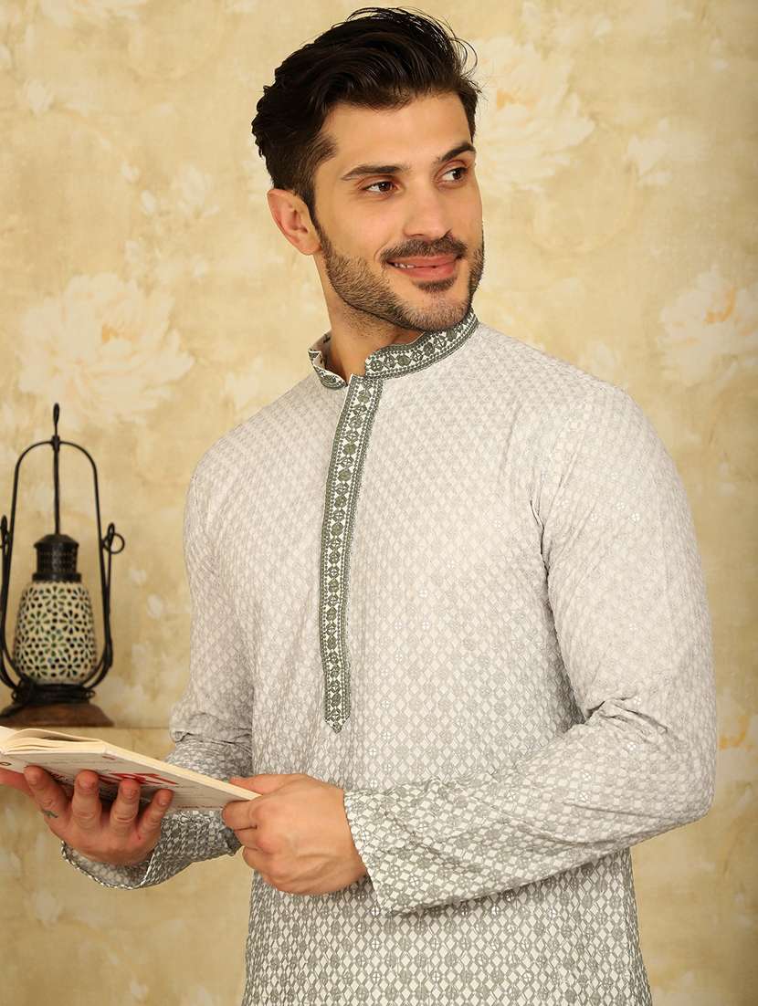 men ombre mandarin neck long kurta - 20811859 -  Standard Image - 4