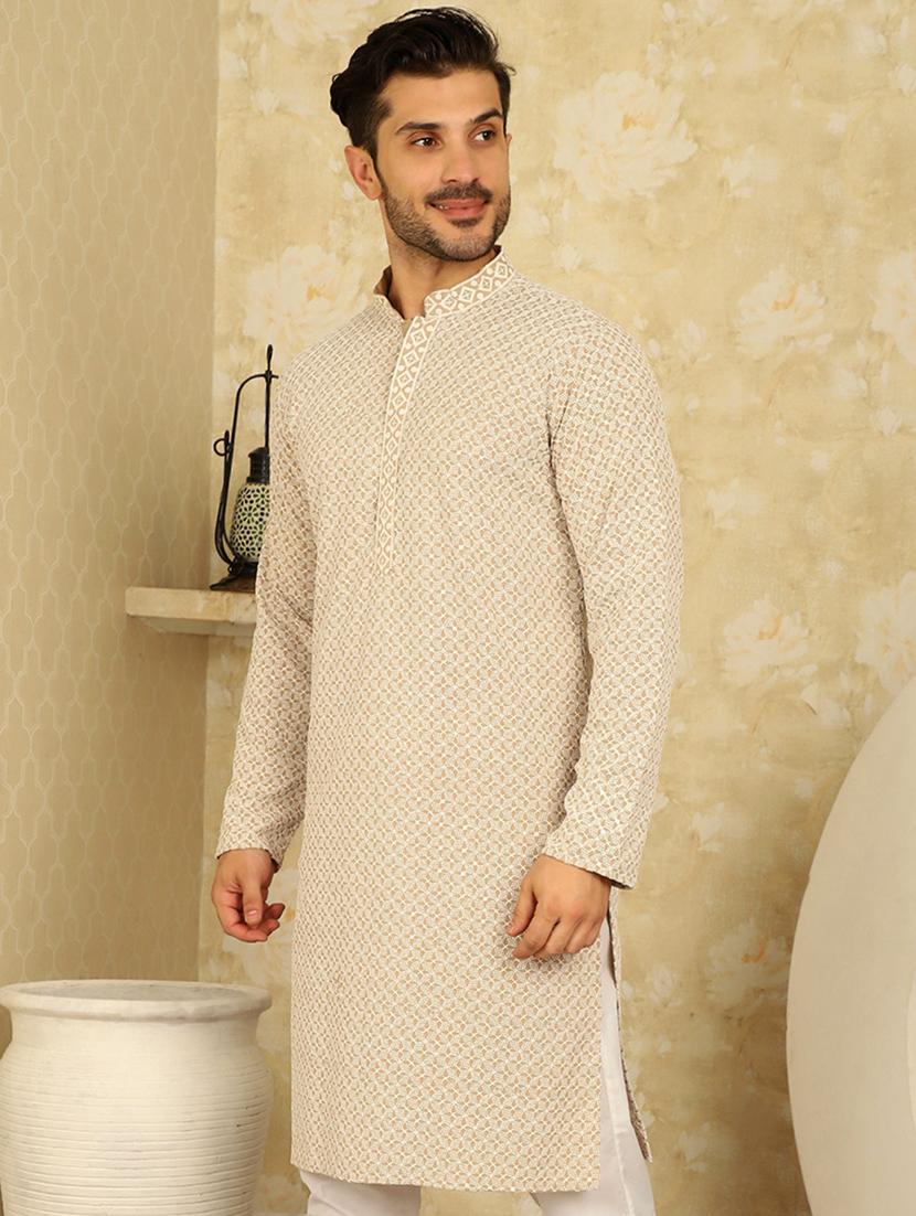 beige viscose kurta - 20811860 -  Standard Image - 1