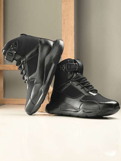 men black high neck sneakers - 20811877 - Standard Image - 0