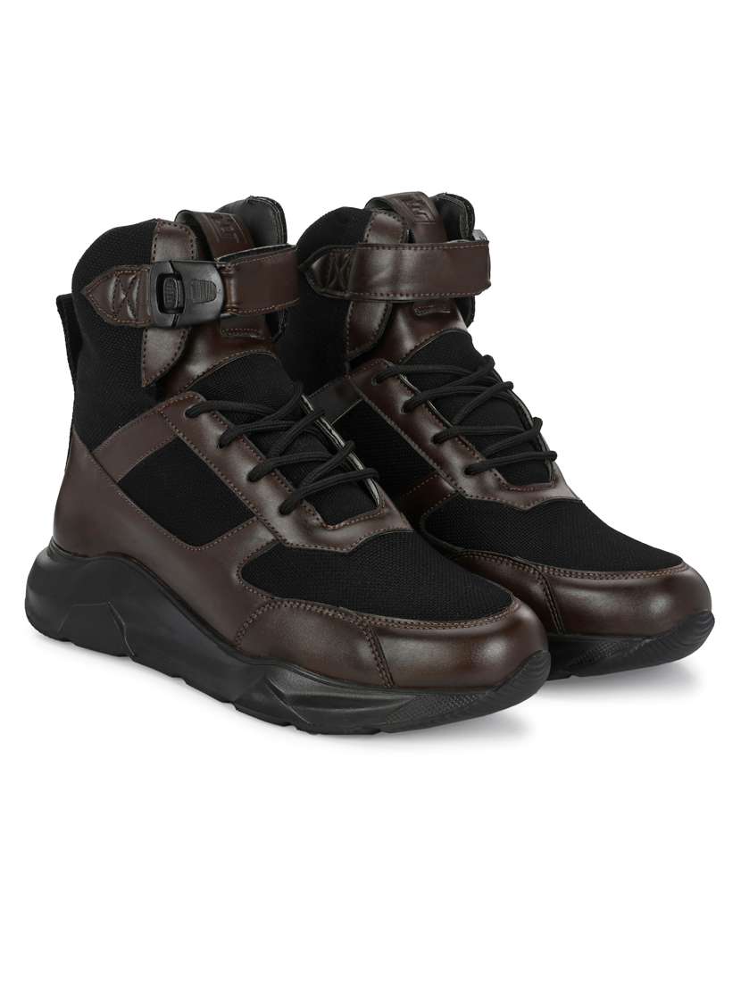 men brown high neck sneakers - 20811878 - Standard Image - 1