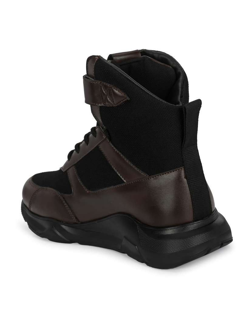 men brown high neck sneakers - 20811878 - Standard Image - 4