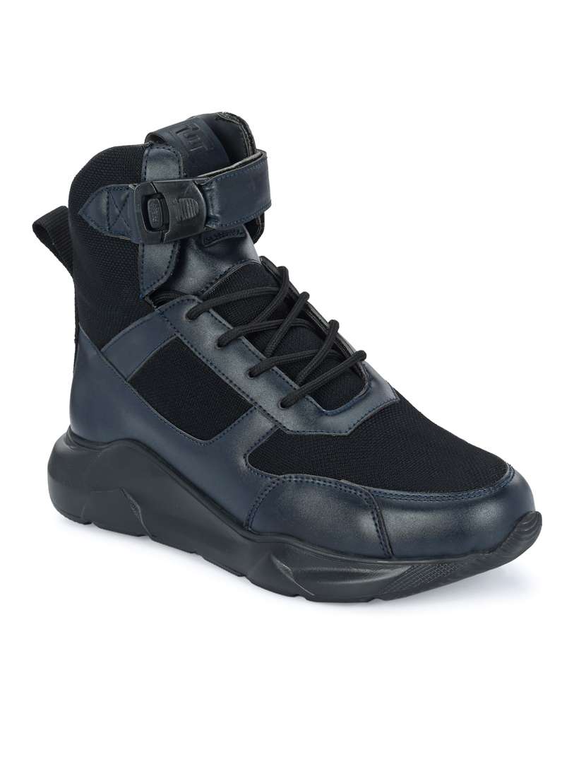 men navy blue high neck sneakers