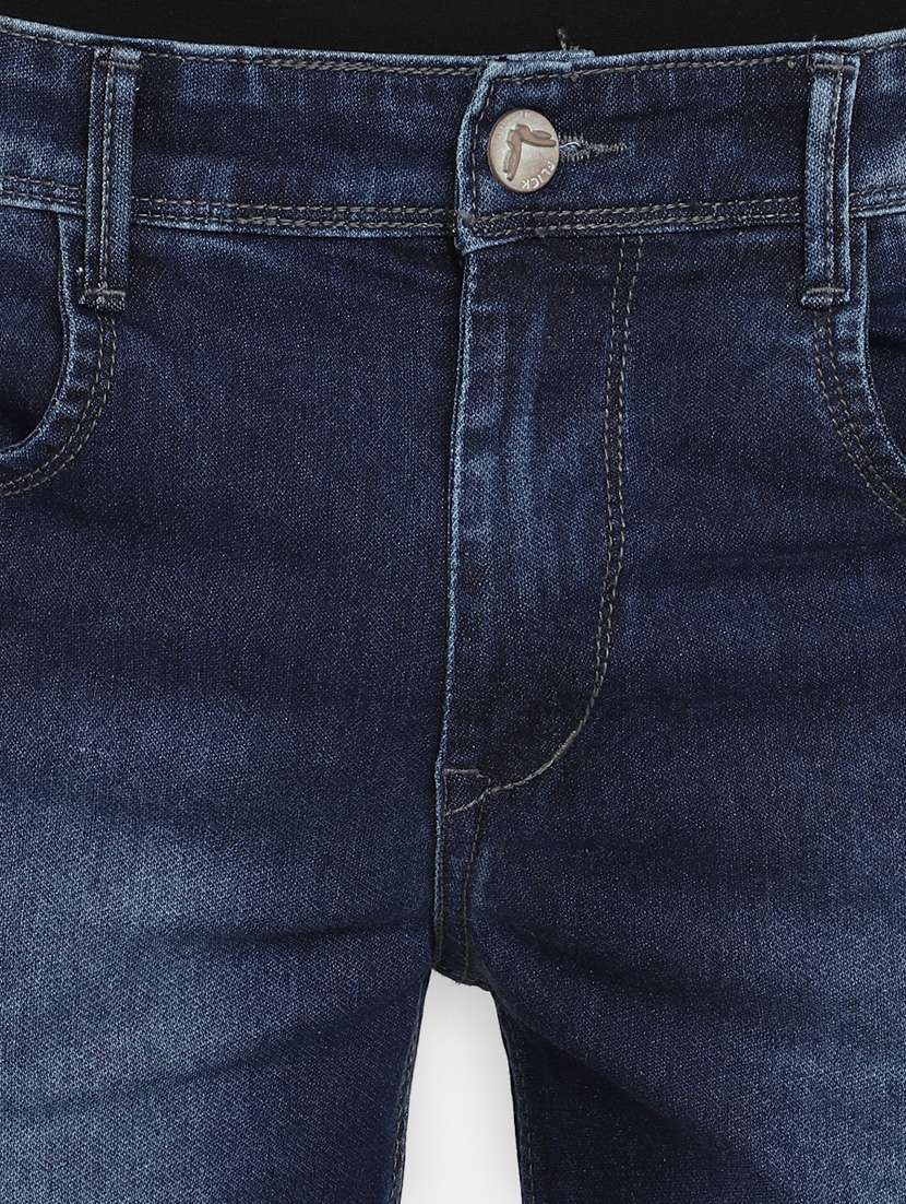 men mid-rise navy-blue denim short - 20813241 -  Standard Image - 4