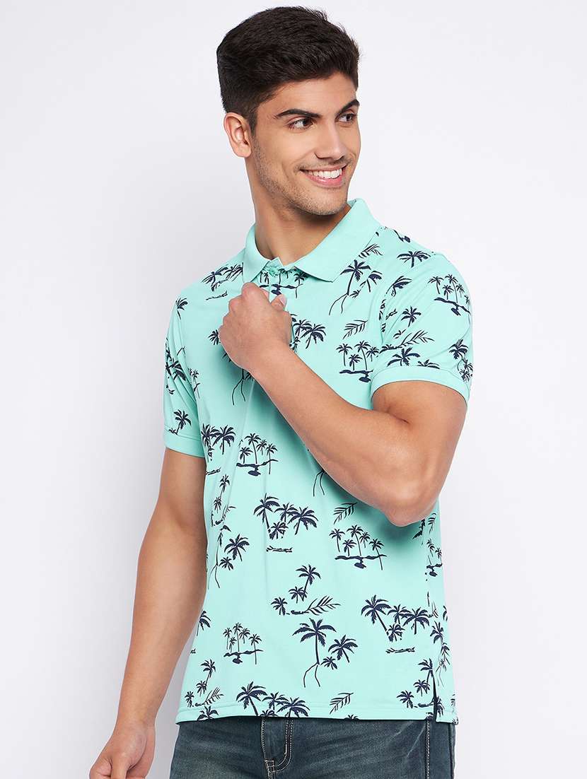 men printed short sleeve regular fit polo t-shirt