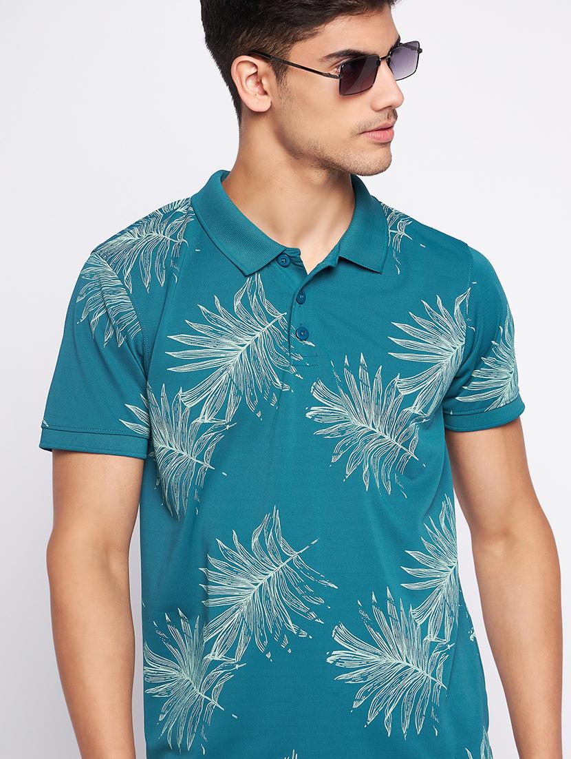 teal polyester all over print tshirt - 20814381 - Standard Image - 1