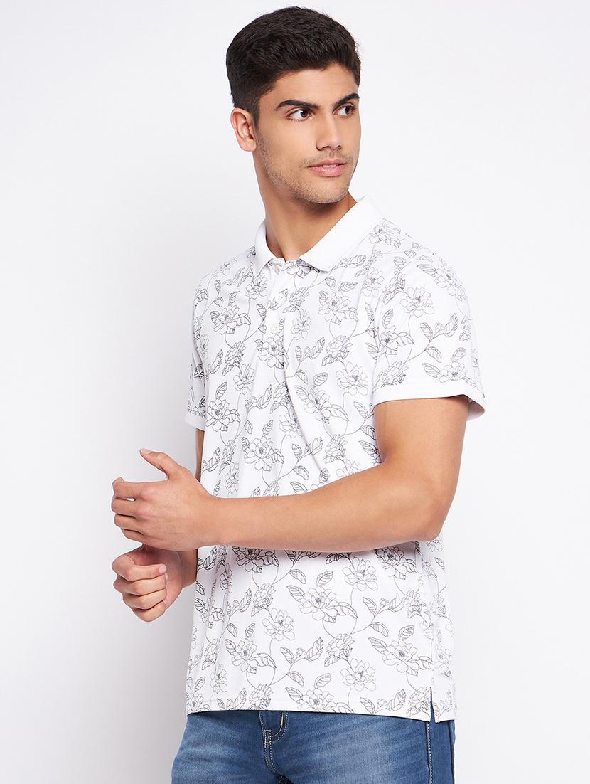 white polyester all over print tshirt - 20814385 -  Zoom Image - 0