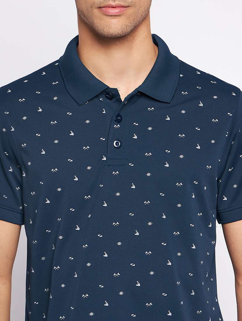 navy blue polyester all over print tshirt - 20814394 - Standard Image - 4