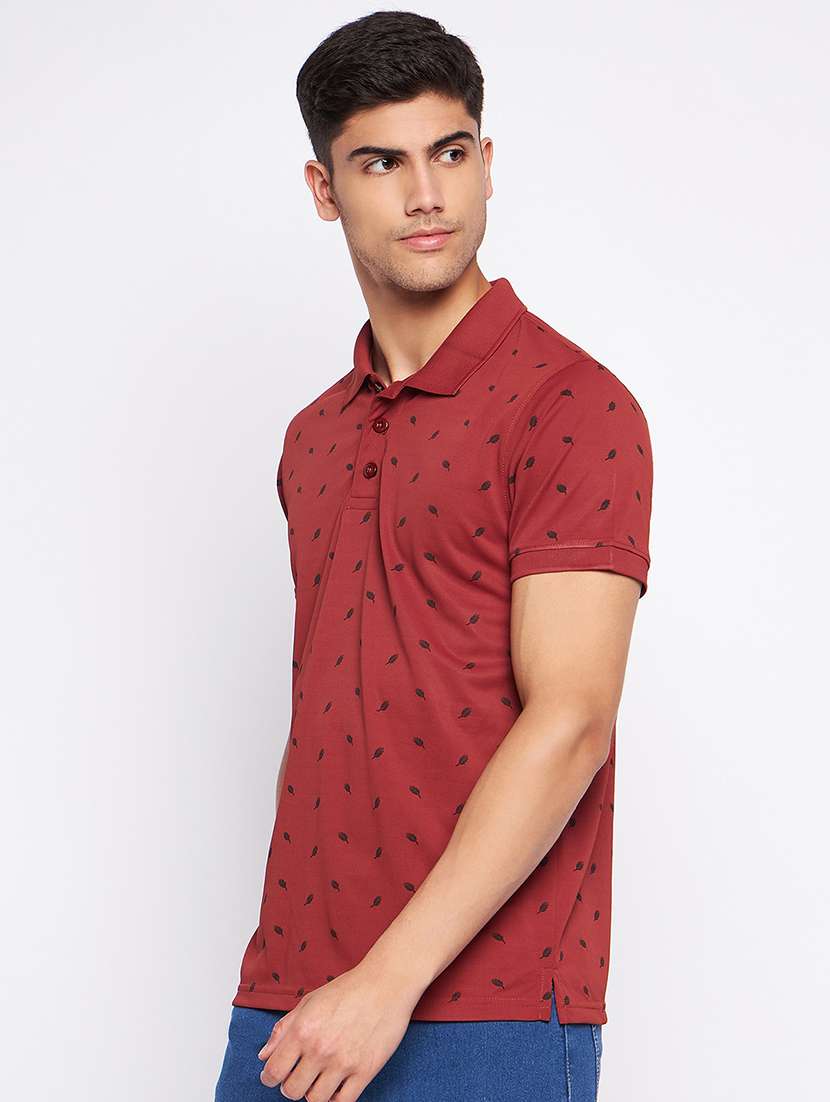 rust polyester all over print tshirt