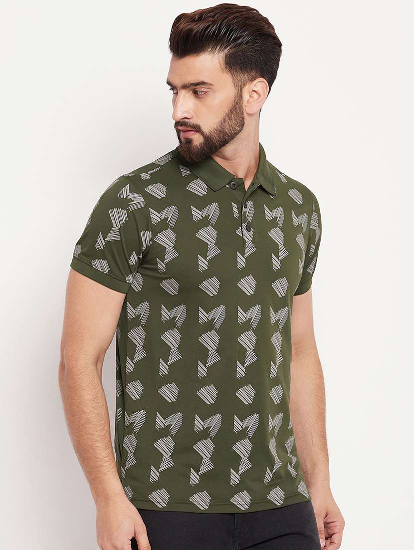 men printed short sleeve regular fit polo t-shirt