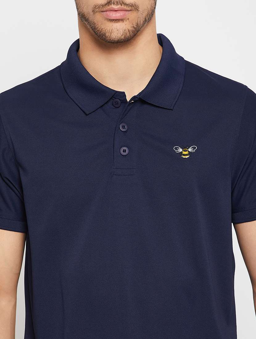 navy blue polyester plain tshirt - 20814412 - Standard Image - 4