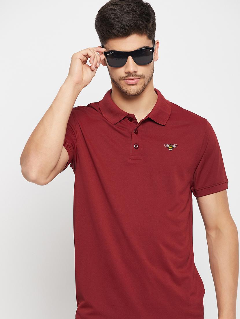 maroon polyester plain tshirt - 20814414 - Standard Image - 1