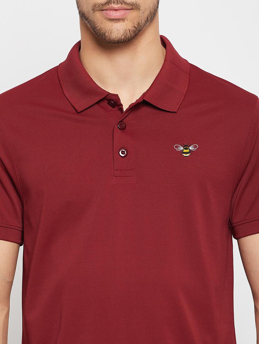 maroon polyester plain tshirt - 20814414 - Standard Image - 4