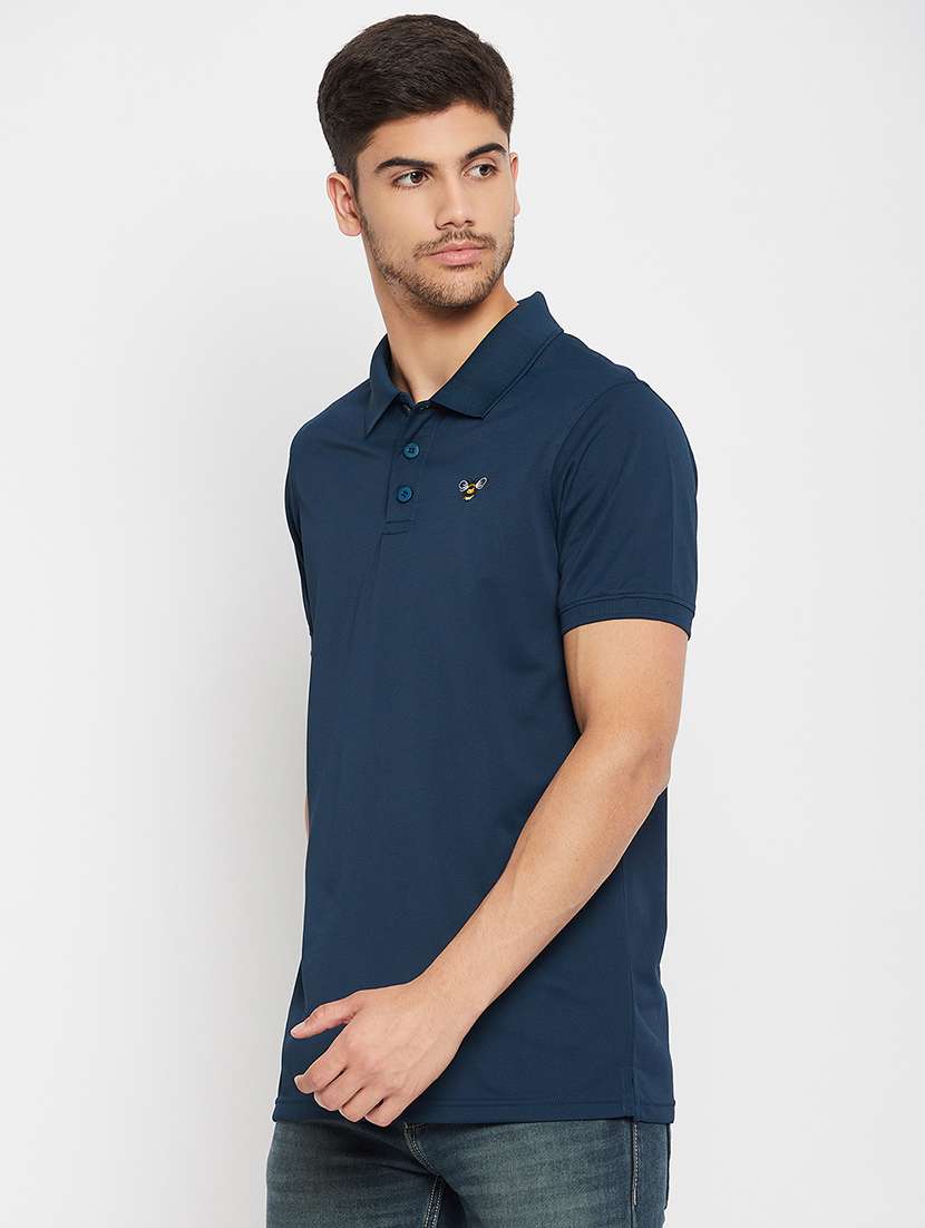 navy blue polyester plain tshirt